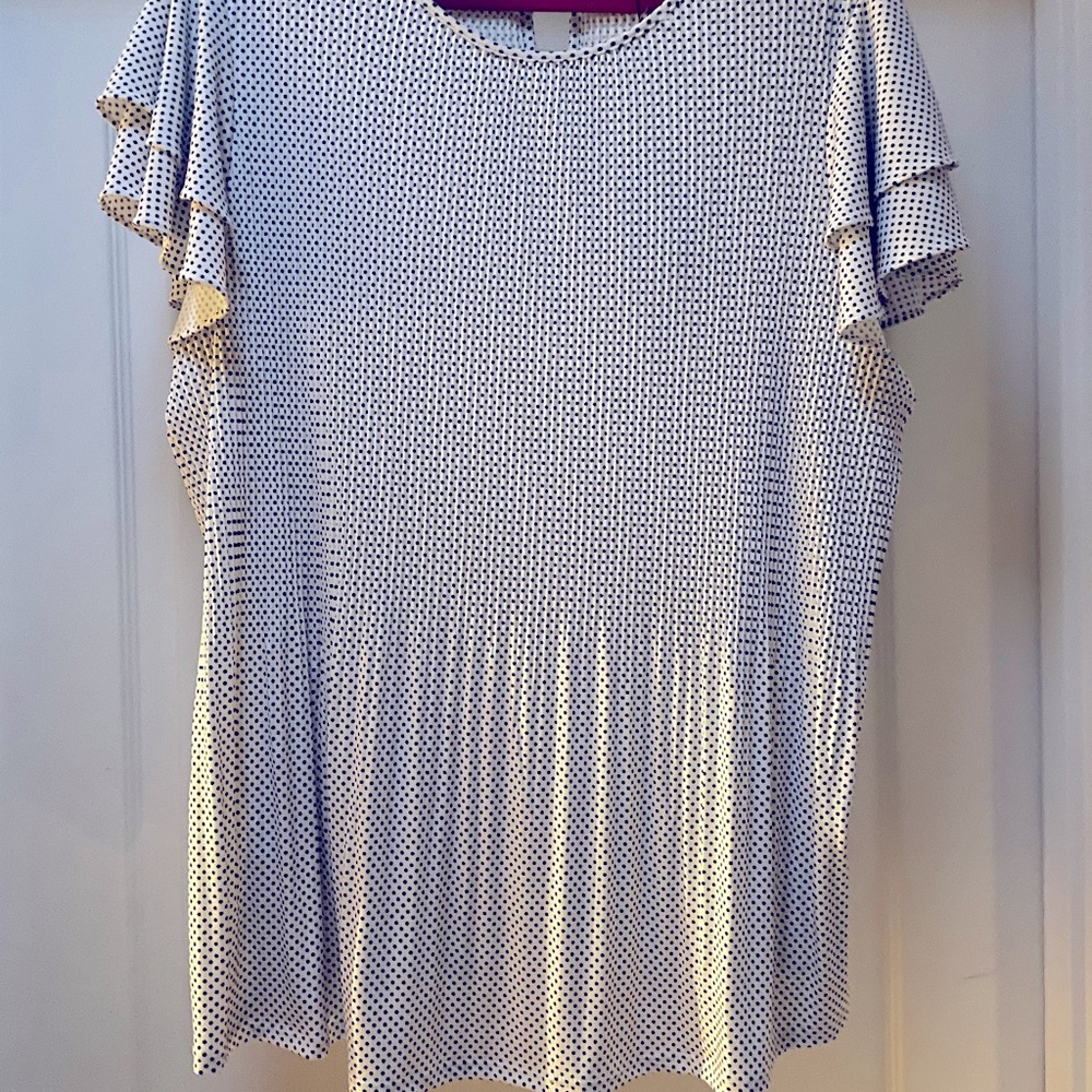 NWT ADRIANNA PAPELL~B/W POLKA DOT WOMANS TOP~SZ 1X